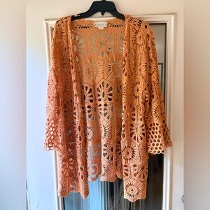 Love Riche Crochet Openwork Cardigan in Orange